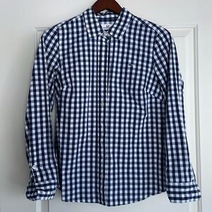 Vineyard Vines gingham navy-white top